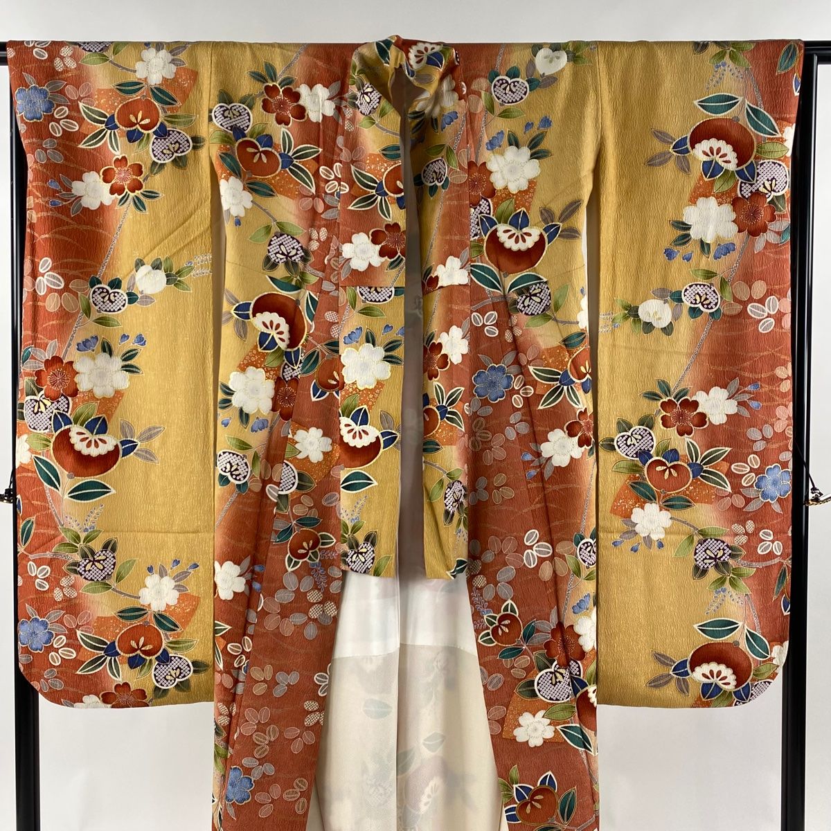 ★　ご相談ページです　★ 振袖 美品 秀品 袋帯フルセット 蝶 橘 金彩 ぼかし 赤 袷 身丈160.5