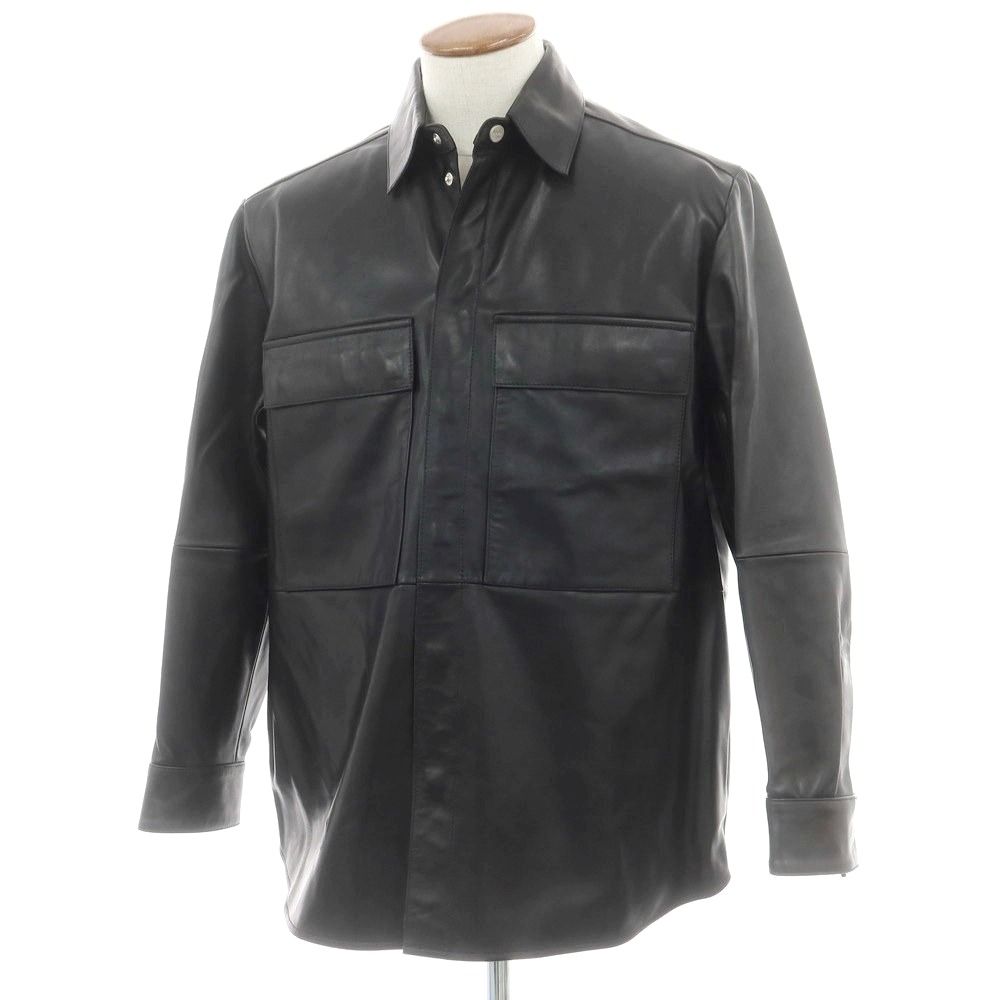 アルマ ARMA RONNIE ラムレザー シャツブルゾン ブラック サイズ48 メンズ