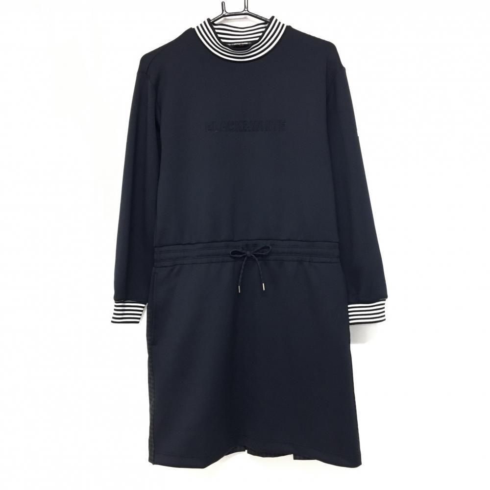 【新品未使用タグ付き】Black&white ゴルフ服　レディース服ワンピースL BLACK&WHITE ブラックアンドホワイト 半袖ワンピース ブルー系 L