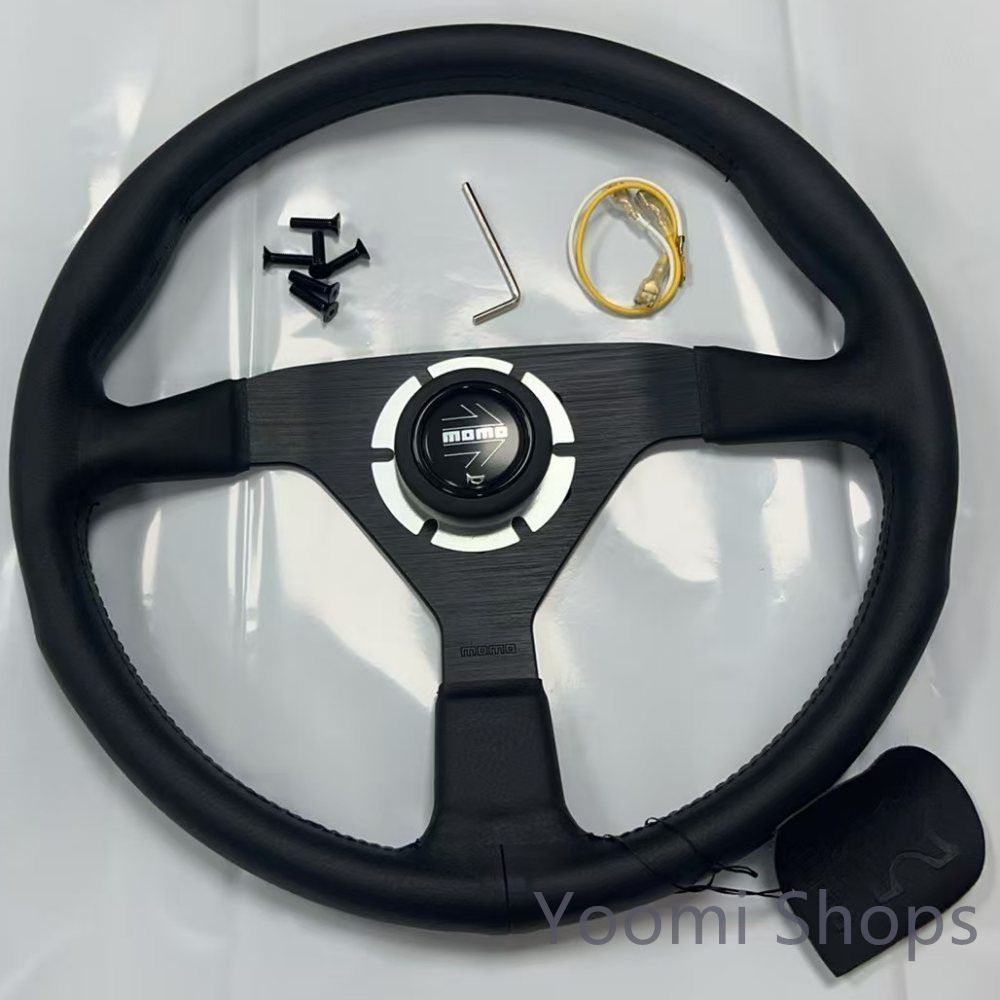 【新品未使用】MOMO モモ ステアリング ハンドル本体 V1 フラットデザイン レザー 14インチ350MMレース race カスタム