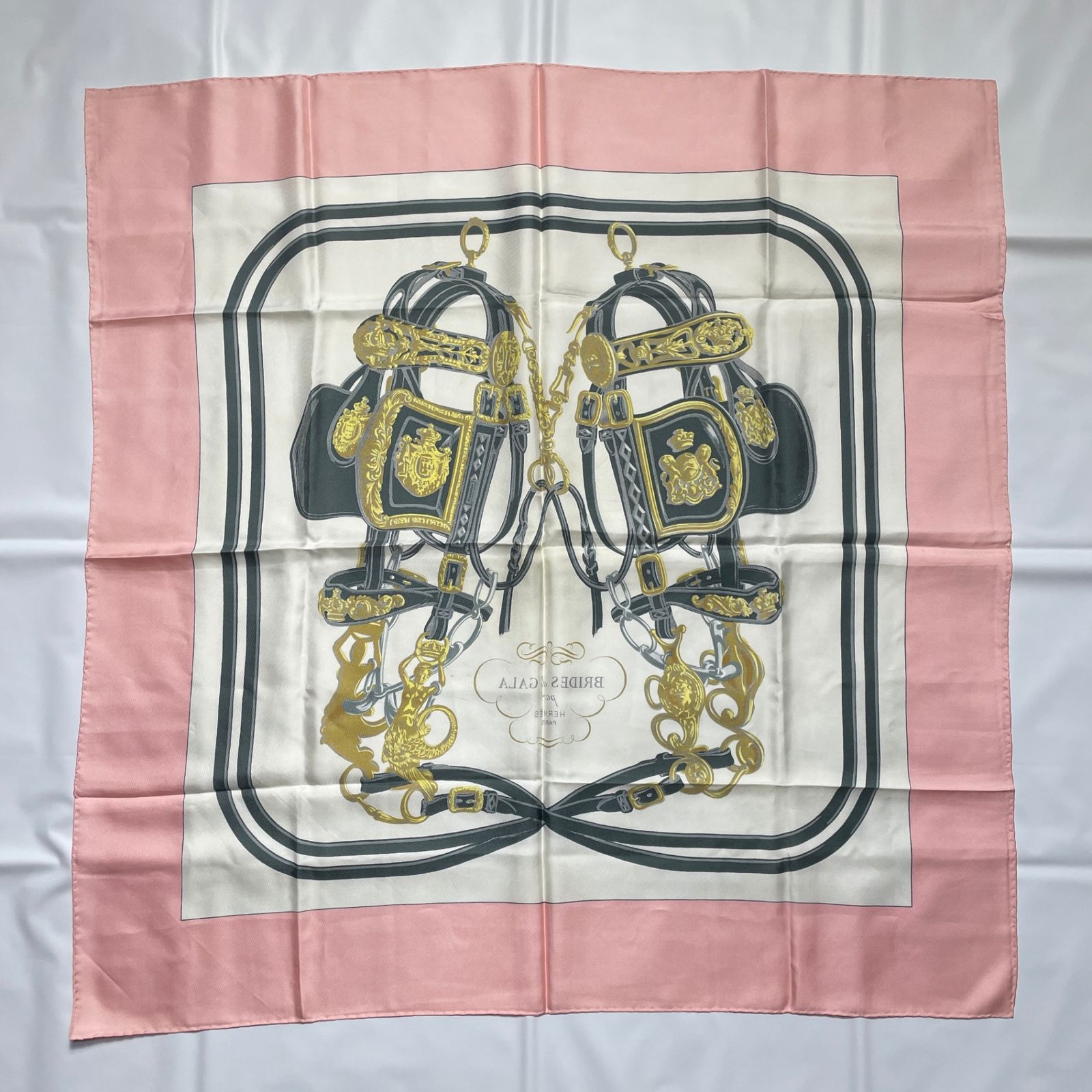 2507-264｜美品｜エルメス カレ 90 スカーフ シルク ライトピンク  