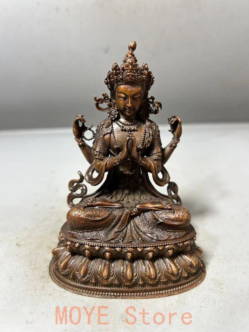 仏教美術 四面仏 人生四相喜怒哀楽 銅製品 書道具 文房具 装飾品 工芸品 置物 ネパール 喜怒哀楽の4面仏頭 インテリア アジアン 雑貨 置物