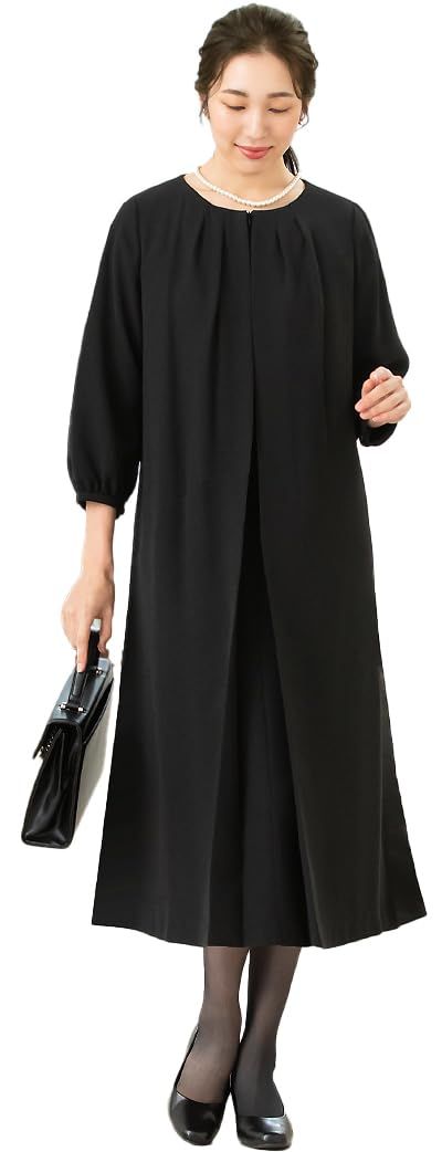 アッドルージュ 夏用 フォーマル ワンピース レディース 前開き 喪服 礼服 大きいサイズ m5244 13号 ロング丈