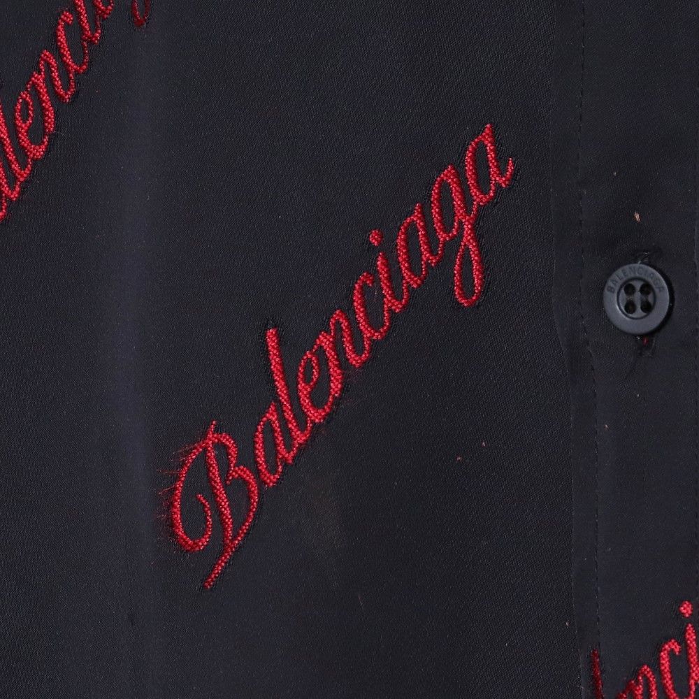 BALENCIAGA ロゴ刺繍　オーバーサイズシャツ　ブラック　黒　34 Balenciaga オーバーサイズ シャツ | ブラック | FARFETCH JP