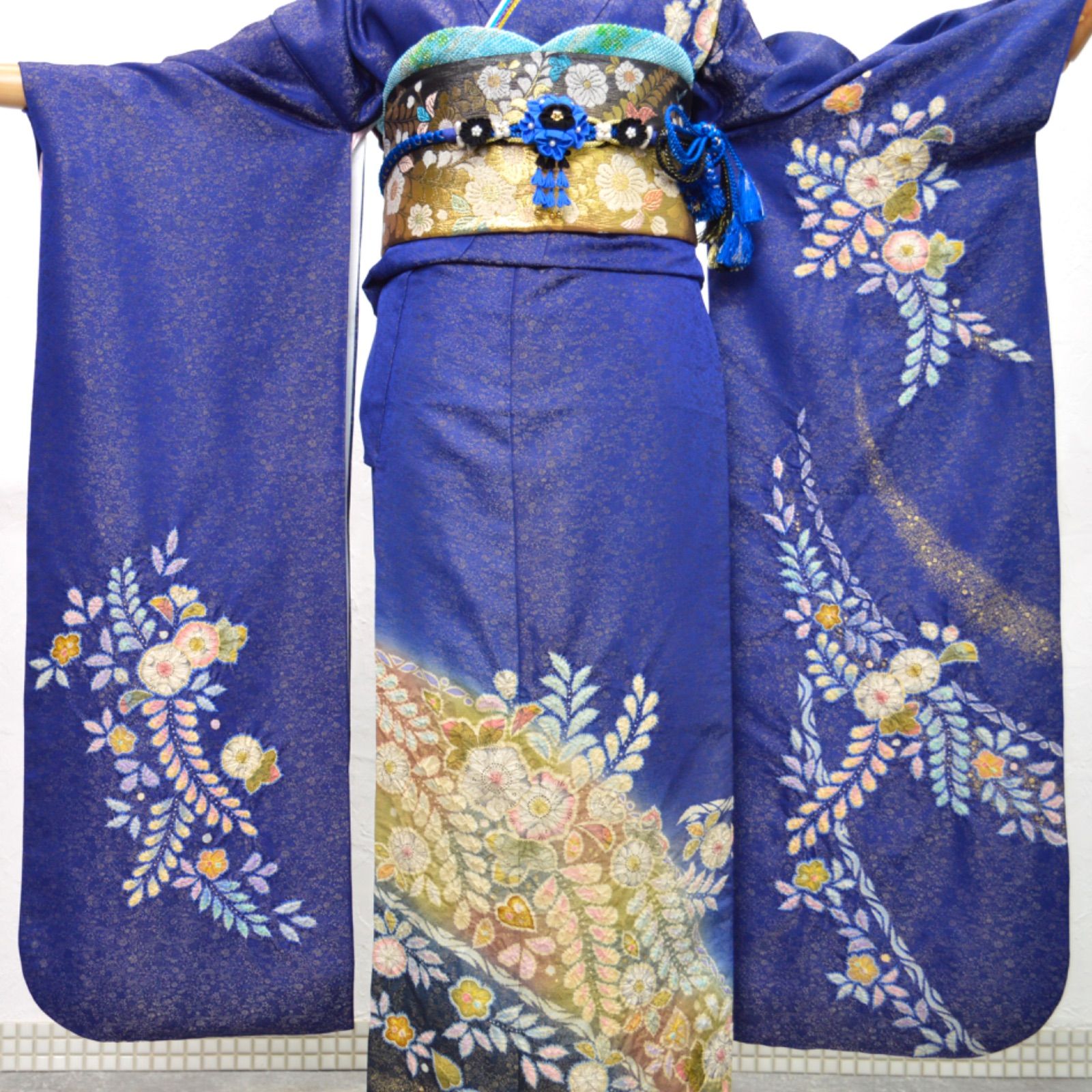 即日発送】《美品》正絹 振袖フルセット M〜LLサイズ 辻が花 落款あり