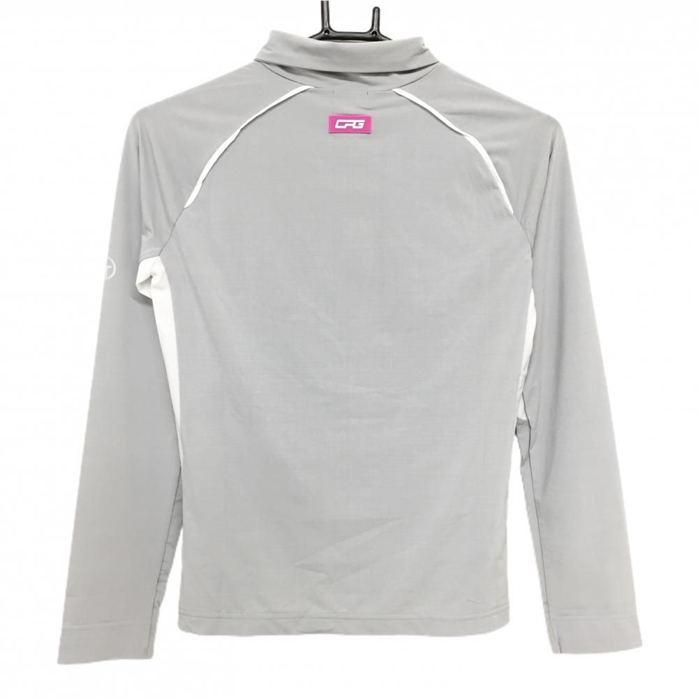 CPG 襟付長袖シャツ グレー×白 ロゴプリント レディース 1 S ゴルフウェア CPG