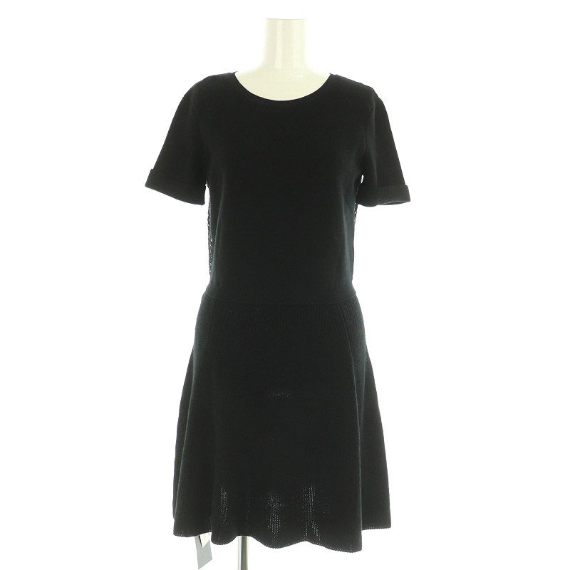 ヴァレンティノ　valentino ブラックレースニット　半袖フレアーワンピース ヴァレンティノ valentino ブラックレースニット 半袖フレアー