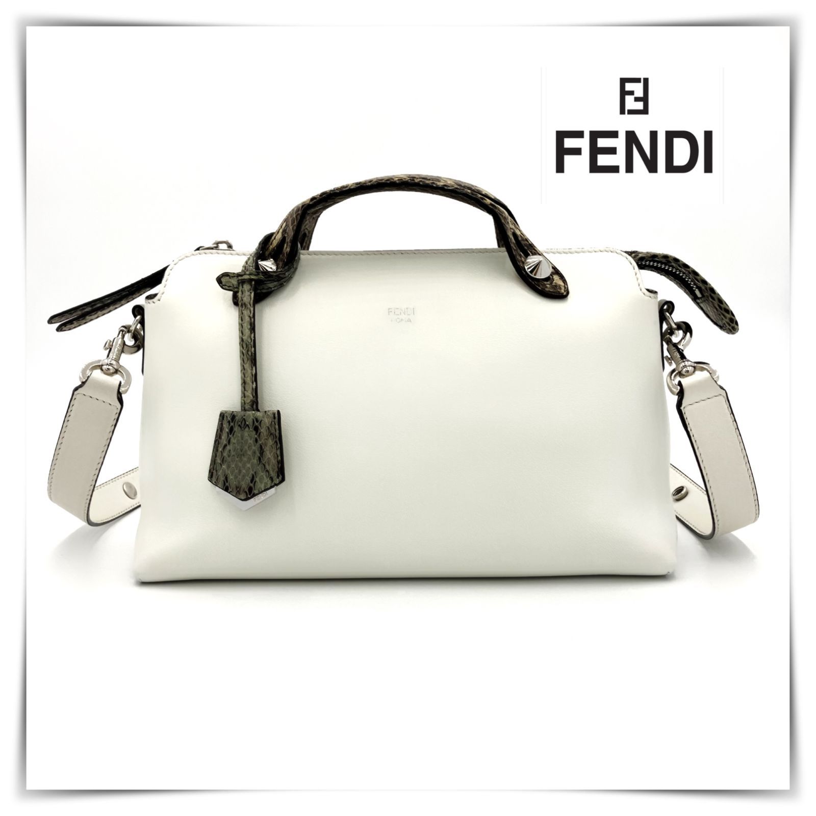 美品 フェンディ FENDI バイザウェイ ミディアム BY THE WAY 2way ショルダー ハンドバッグ レザー 白 パイソン 斜め掛け  ボストンバッグ オフホワイト - メルカリ