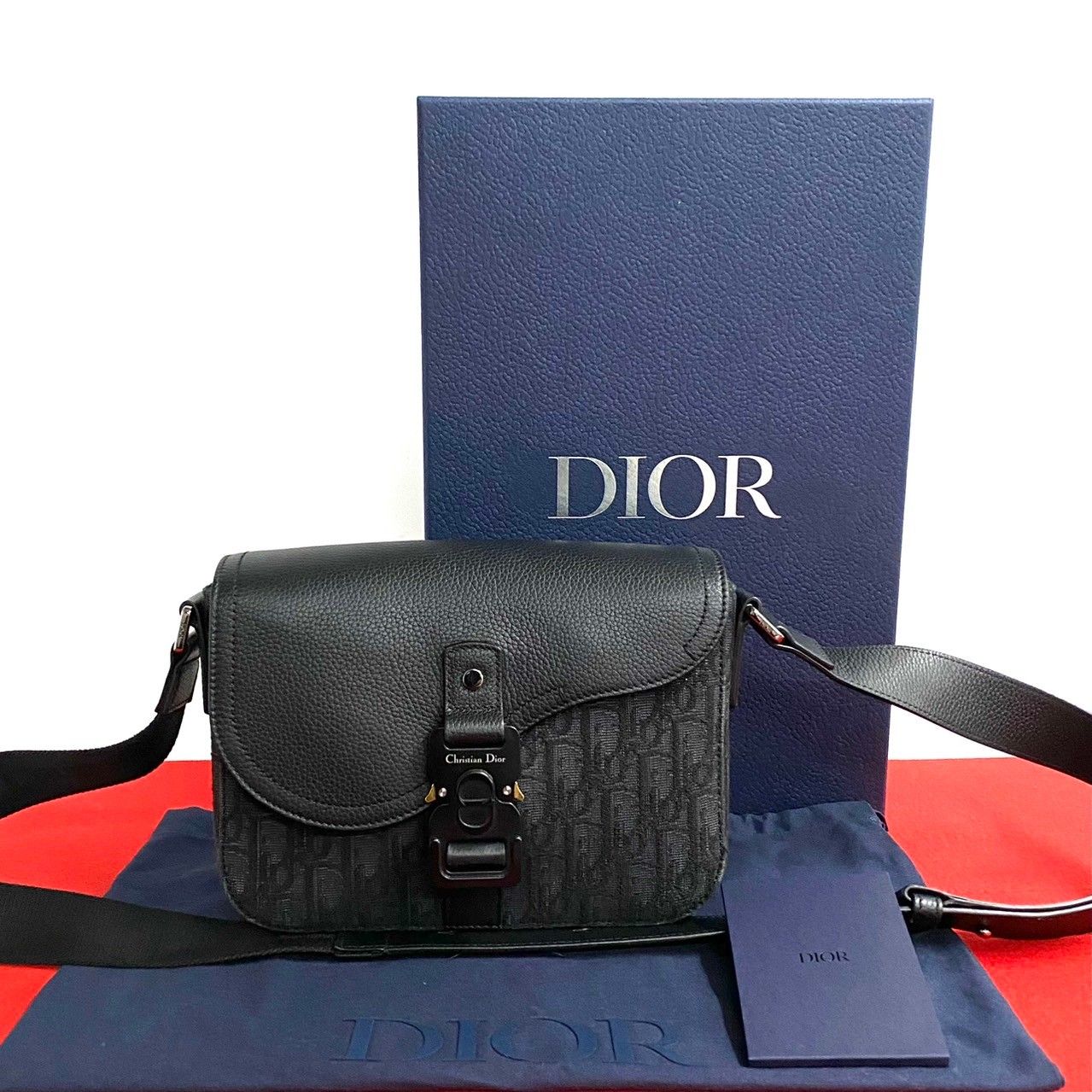 未使用保管品 Christian Dior ディオール オブリーク サドル 