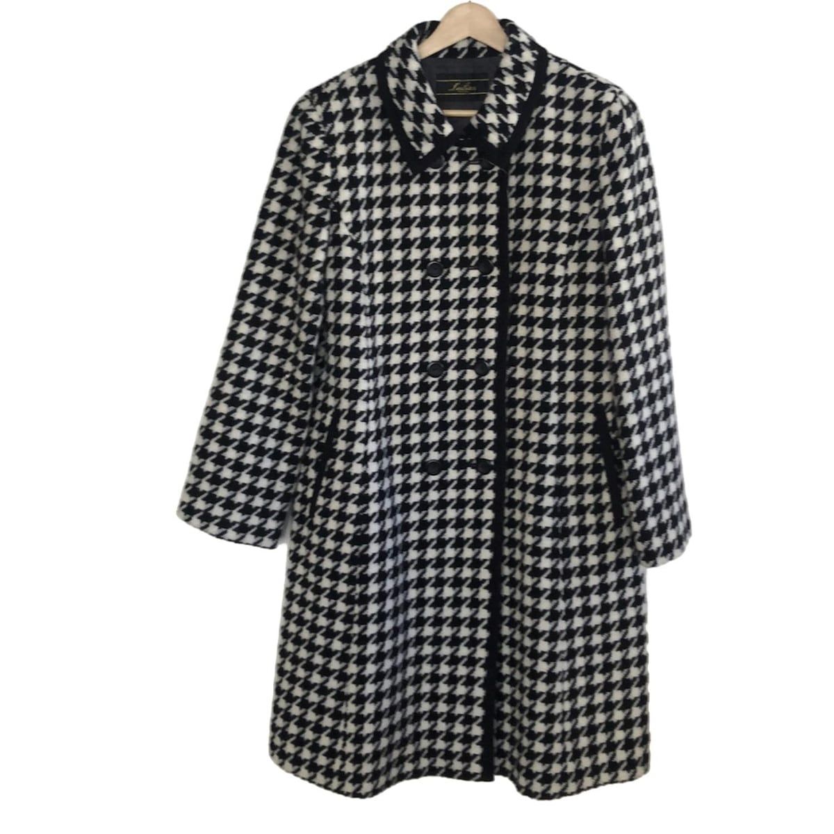 Leilian レリアン コート サイズ9 M レディース - 白×黒 長袖 千鳥格子柄 冬