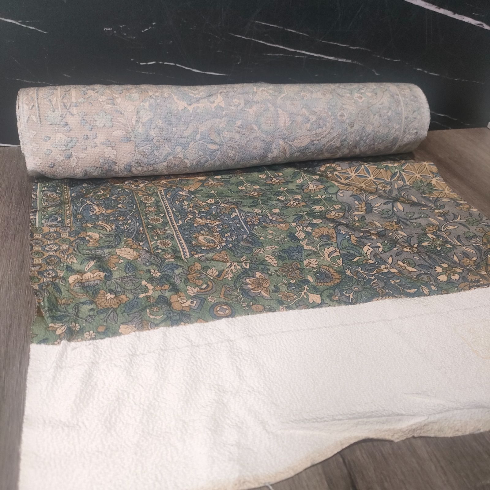 新品未使用】 モダン ちりめん 反物 正絹 シルク 花柄 シック 和モダン 