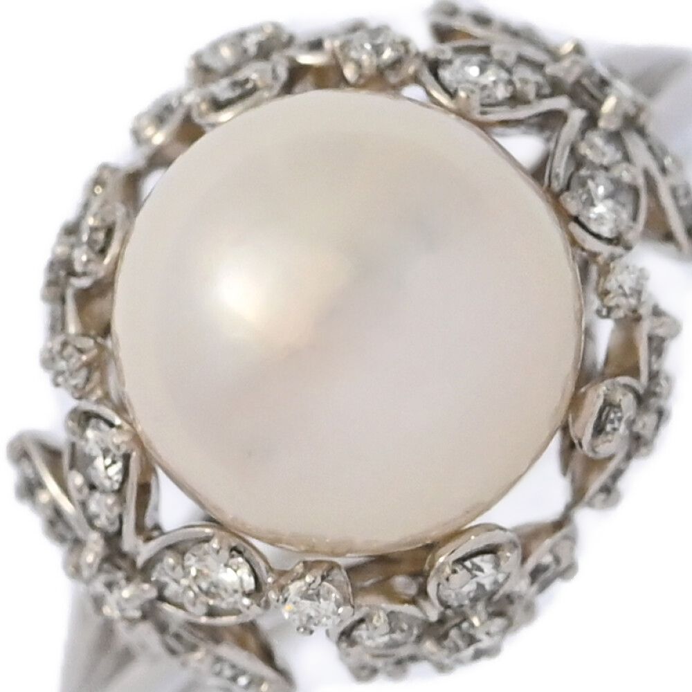 極美品 K18 あこや真珠 ダイヤ　フラワーモチーフ　リング　重量10.0ｇ 極美品 K18 あこや真珠 ダイヤフラワーモチーフリング重量10.0g