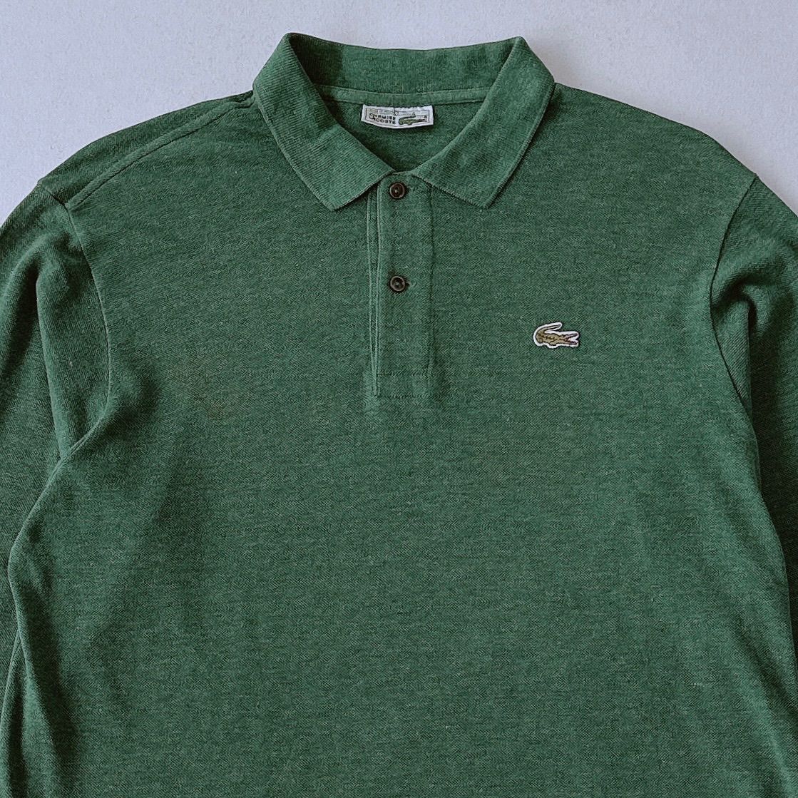 80s フランス製 シュミーズラコステ 長袖 ポロシャツ グリーン size6