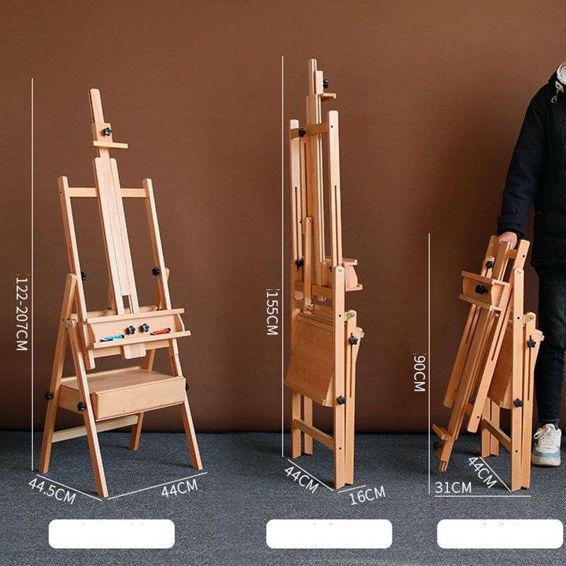 新入荷上質 イーゼル 木製 イーゼルスタンド 前傾式 角度を調節でき 引き出し付き折りたたみ収納 高さ調節 高さ122-207cm H型フレーム IMPECCABLEHEALTHCARESERVICES_COM