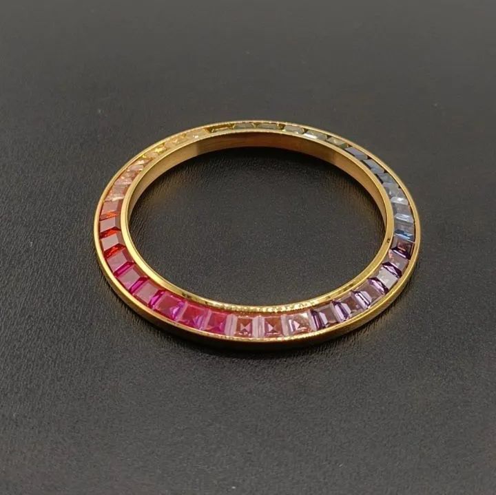 修理交換用 社外品 合成ダイヤモンド アフターダイヤベゼル レインボー ゴールド 対応 ロレックス デイトナ 16520/116500/116520系 Rolex