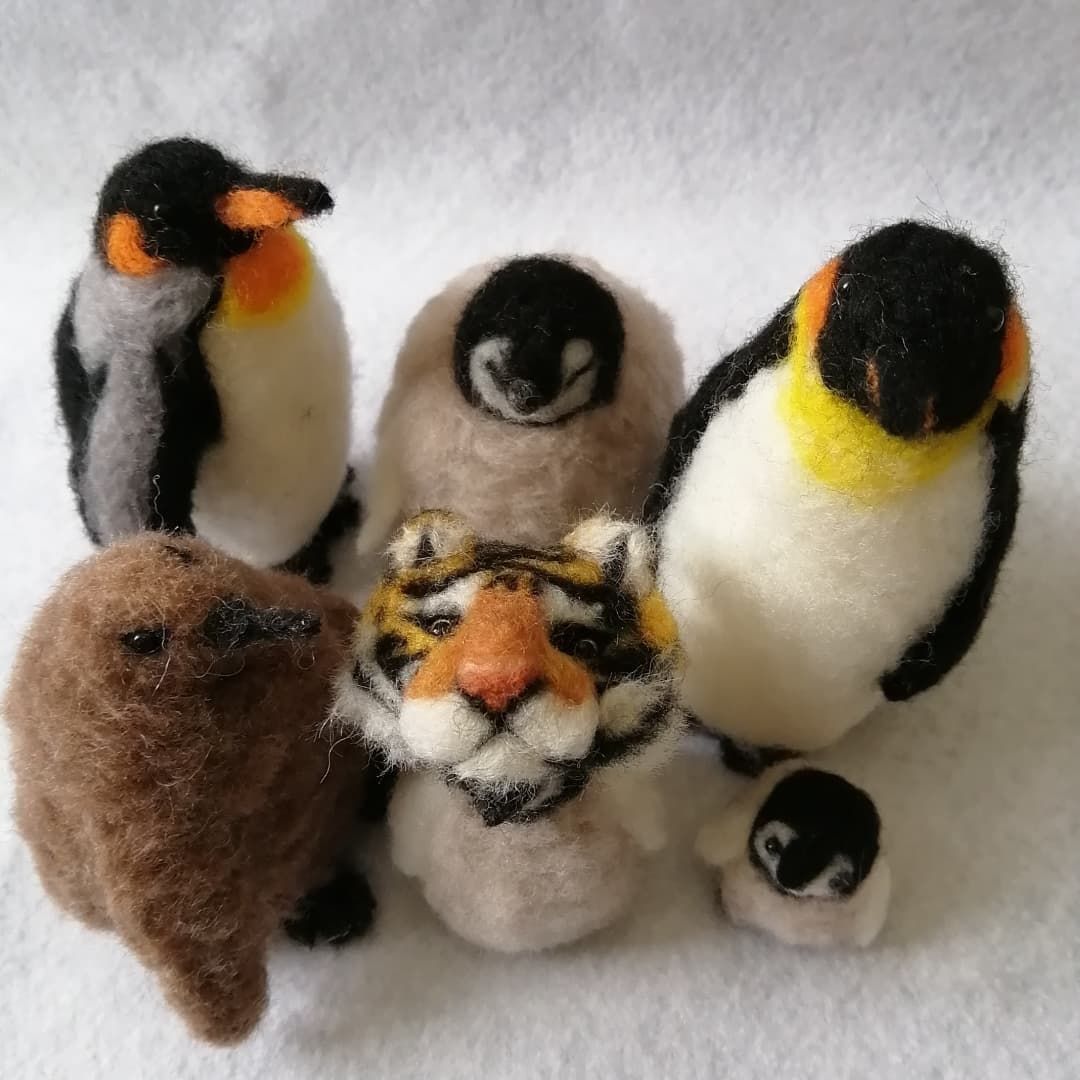 羊毛フェルト 親子ペンギンセット 羊毛フェルト 親子ペンギンセット