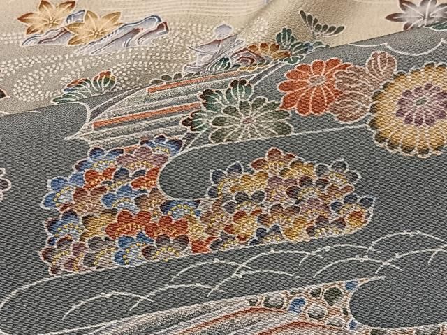 平和屋着物○男性 色留訪問着 胴抜き仕立て 人物流水花文 