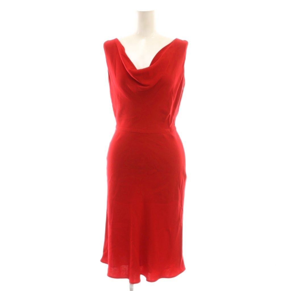 ヴァレンティノ ヴァレンチノ VALENTINO ノースリーブドレスワンピース ドレープ タイト 38 赤 |CX OS