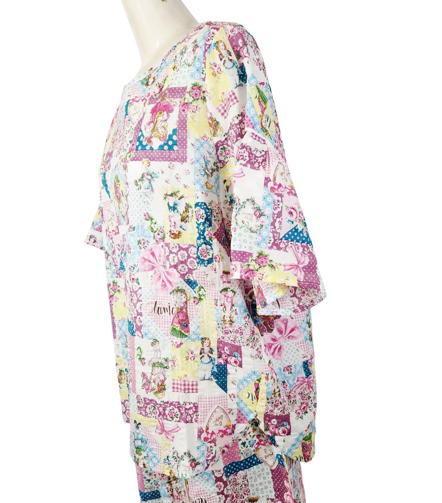 TUNIC 鴨居羊子 総柄 パジャマ プルオーバー 鴨居羊子TUNIC 8分袖前