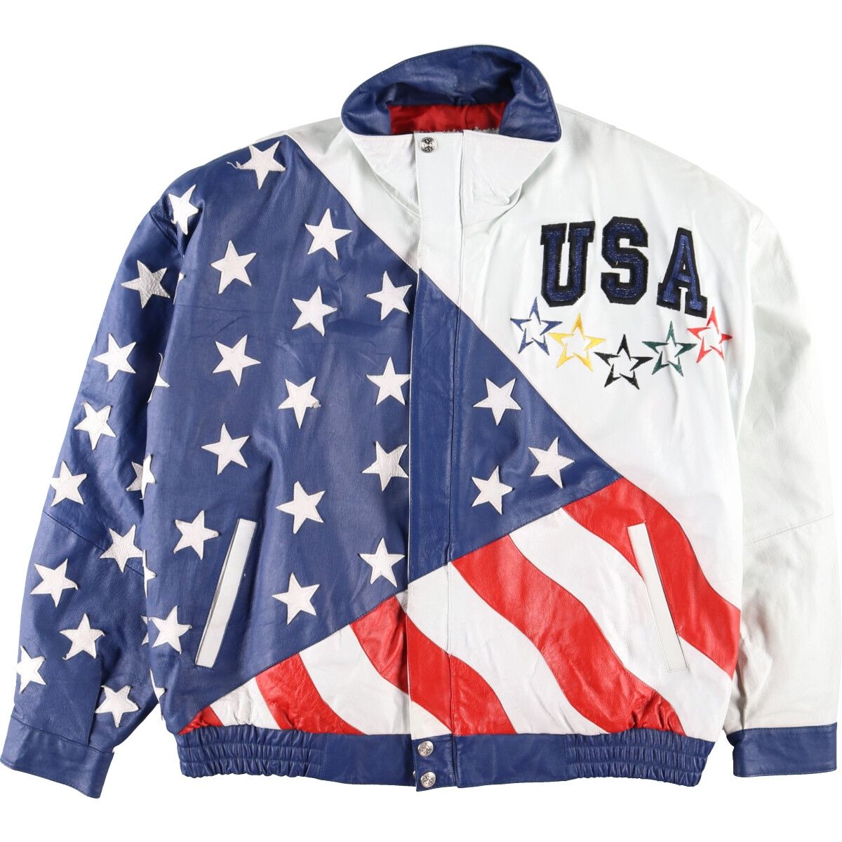 ヴィンテージ 90年代 星条旗 レザー ジャケット usa 古着 コムドット