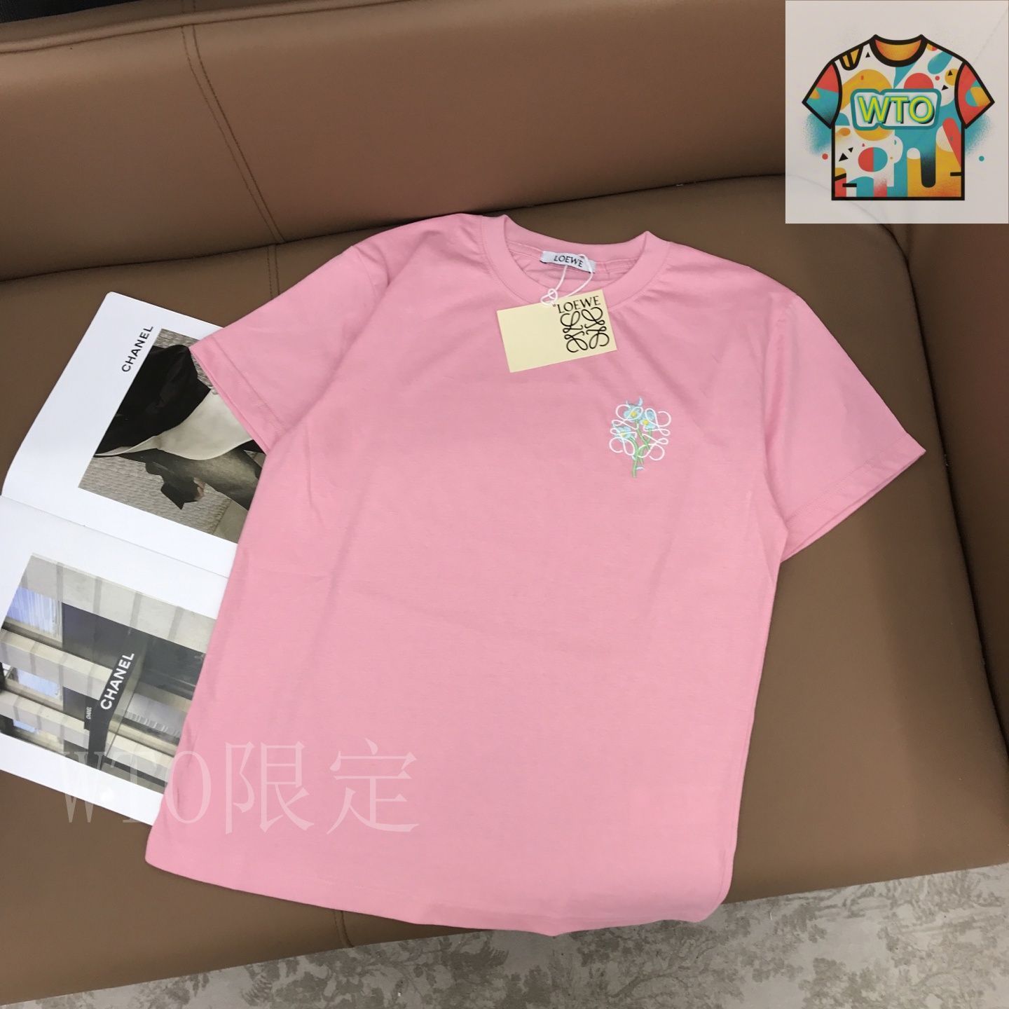 LOEWE ★ フローラル刺繍 Tシャツ 今日特価】Loewe 刺繍花束微辺 丸首ショートスリーブ T シャツ-2
