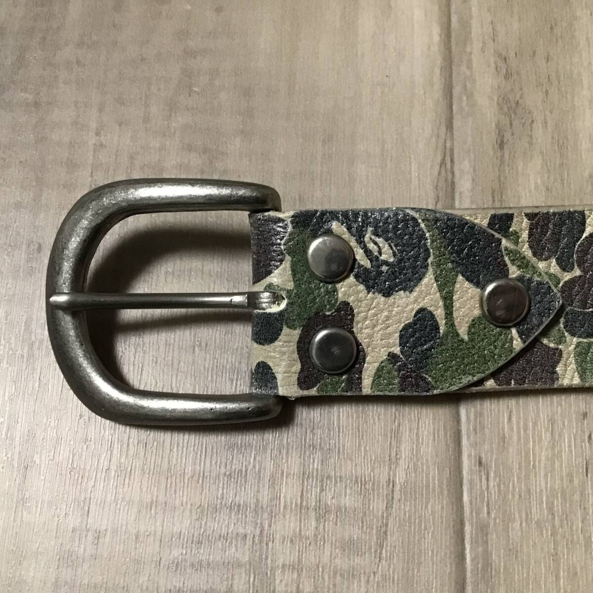 ABC camo green レザー ベルト Lサイズ a bathing ape BAPE