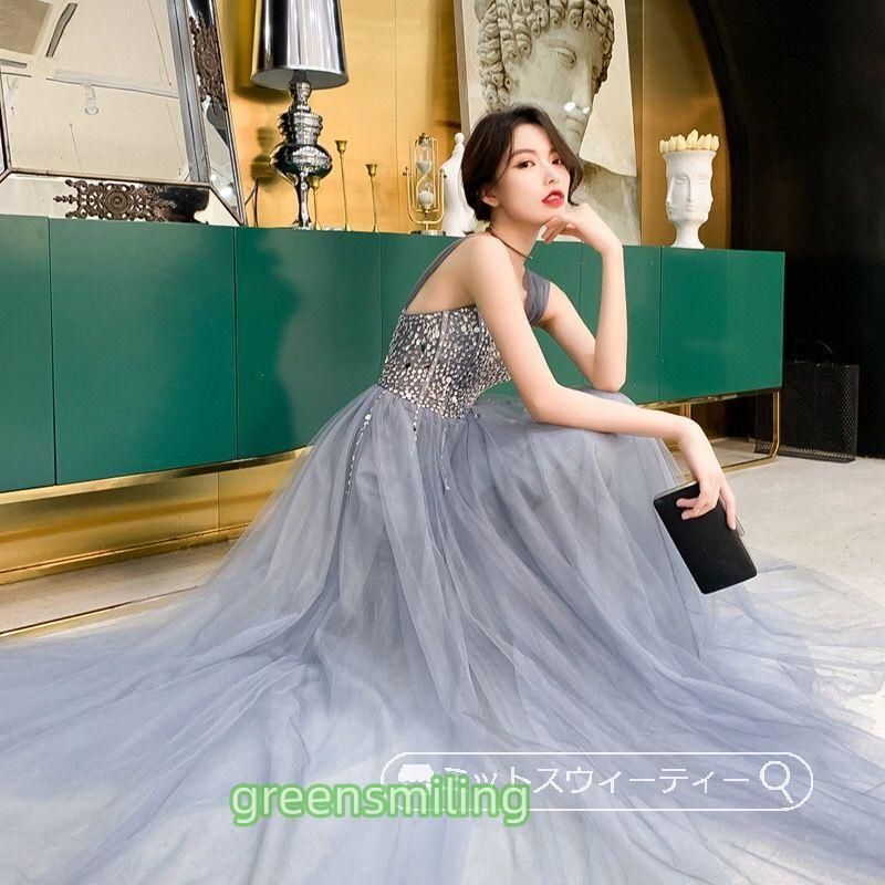 ドレス ブルー ノースリーブ 二次会 パーティードレス 演奏会 発表会 花嫁 結婚式 フォマールドレス Aラインドレス イブニンlwc504今季トレンド