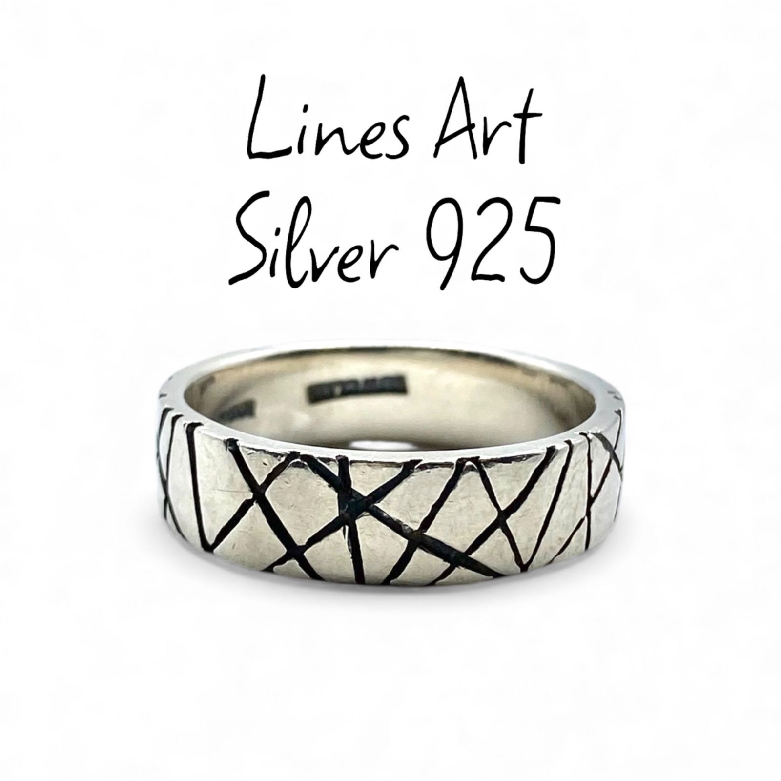 ランダムに走る線】アートピース Silver 1000 刻印 00s Vintage Ring 