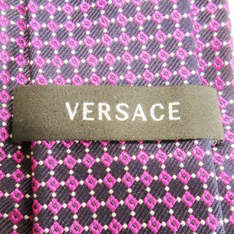 VERSACE 紫 チェック柄 ネクタイ VERSACE - 極美品✨ ヴェルサーチ ネクタイ ストライプ パープル