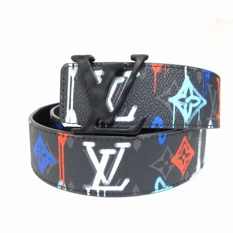 ルイヴィトン LOUIS VUITTON 極美品 モノグラム エクリプス サンチュール LVシェイプ ロゴ ベルト M0637 85/34 ブラック 黒  マルチカラー リバーシブル - メルカリ