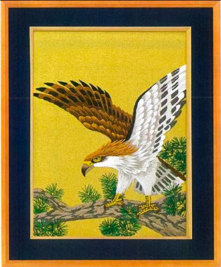 文化刺繍尾長鶏 文化刺繍尾長鶏