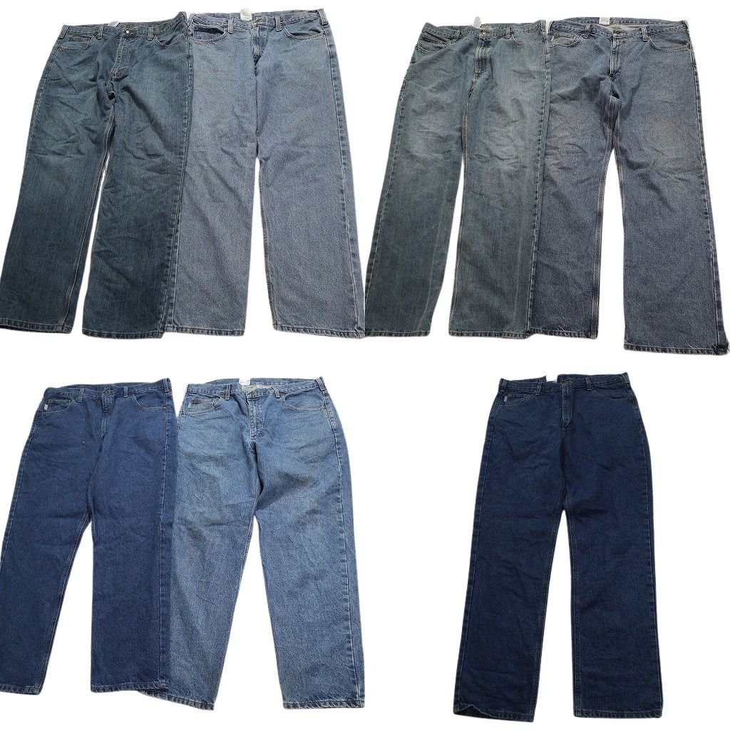 古着卸 まとめ売り カーハート Carhartt デニム パンツ 7枚セット メンズ 38 |40 インディゴブルー ライトブルー 古着 NC1296
