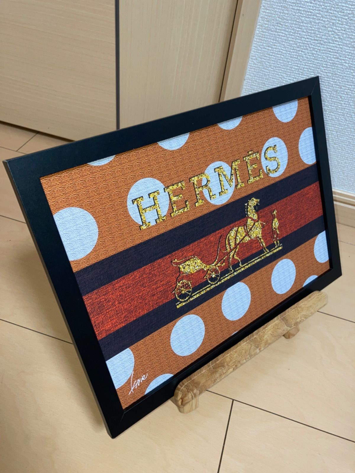 HERMÈS type☆A4額装済オマージュアートインテリアポスター