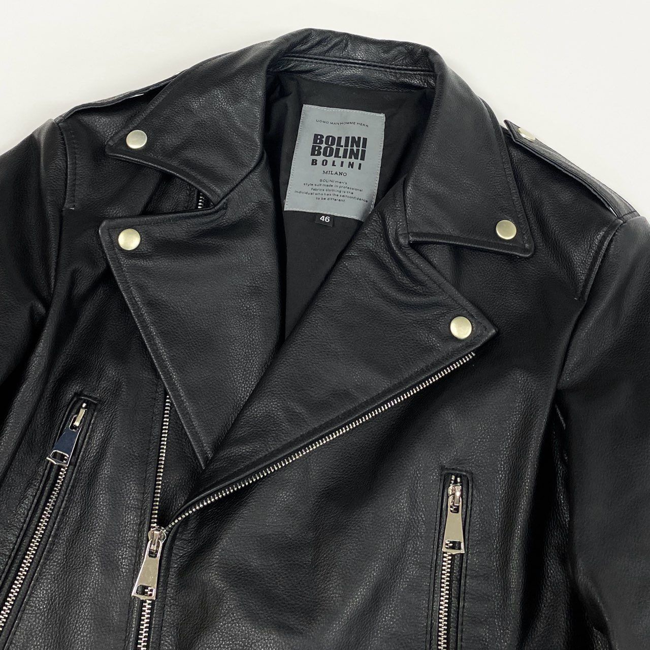 83i29 《美品》BOLINI ボリーニ ダブルライダースジャケット レザー