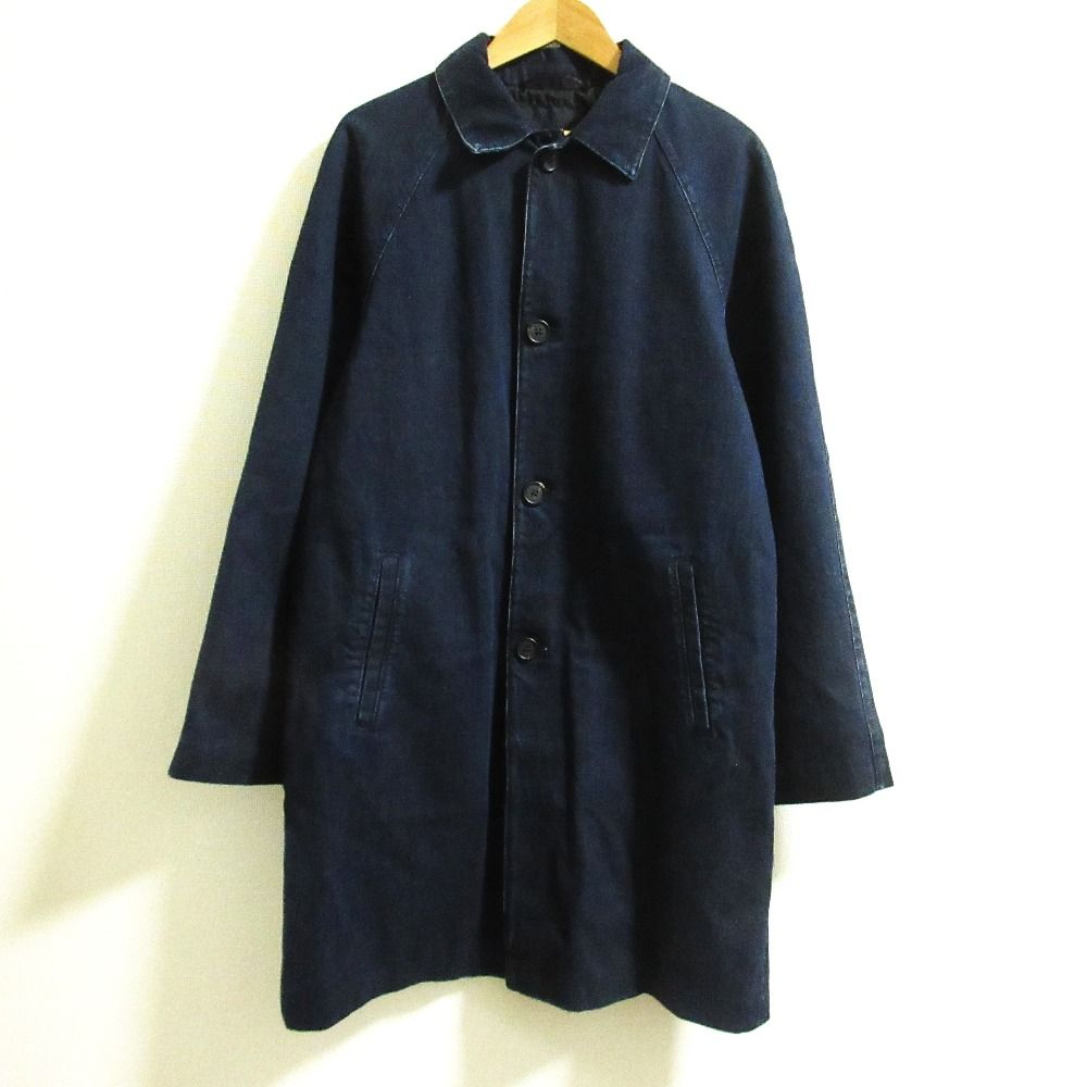 良品 PRADA プラダ デニム ステンカラーコート サイズS インディゴブルー メンズ 古着 中古 USED 良品 PRADA プラダ デニム ステンカラーコート サイズS インディゴ