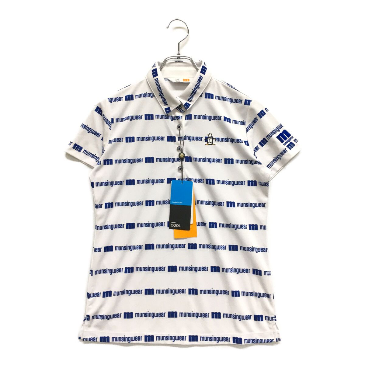 Munsingwear - coco 未使用品 マンシングウェア Munsing wear レディース 半袖ポロシャツ M 白×紺 ホワイト×ネイビー ロゴボーダー柄 未使用品 レディース マンシングウェア Munsing wear 半袖