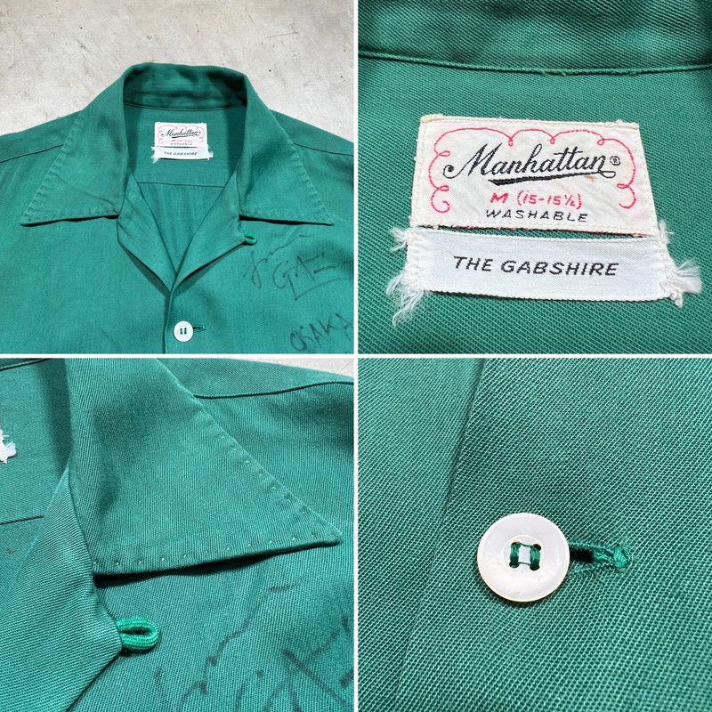 50's Manhattan レーヨンギャバジンオープンカラーシャツ - メルカリ