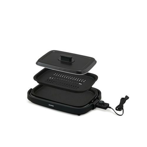 IHA-A20-B(ブラック) 公式 網焼き風ホットプレート 2枚プレート IRIS