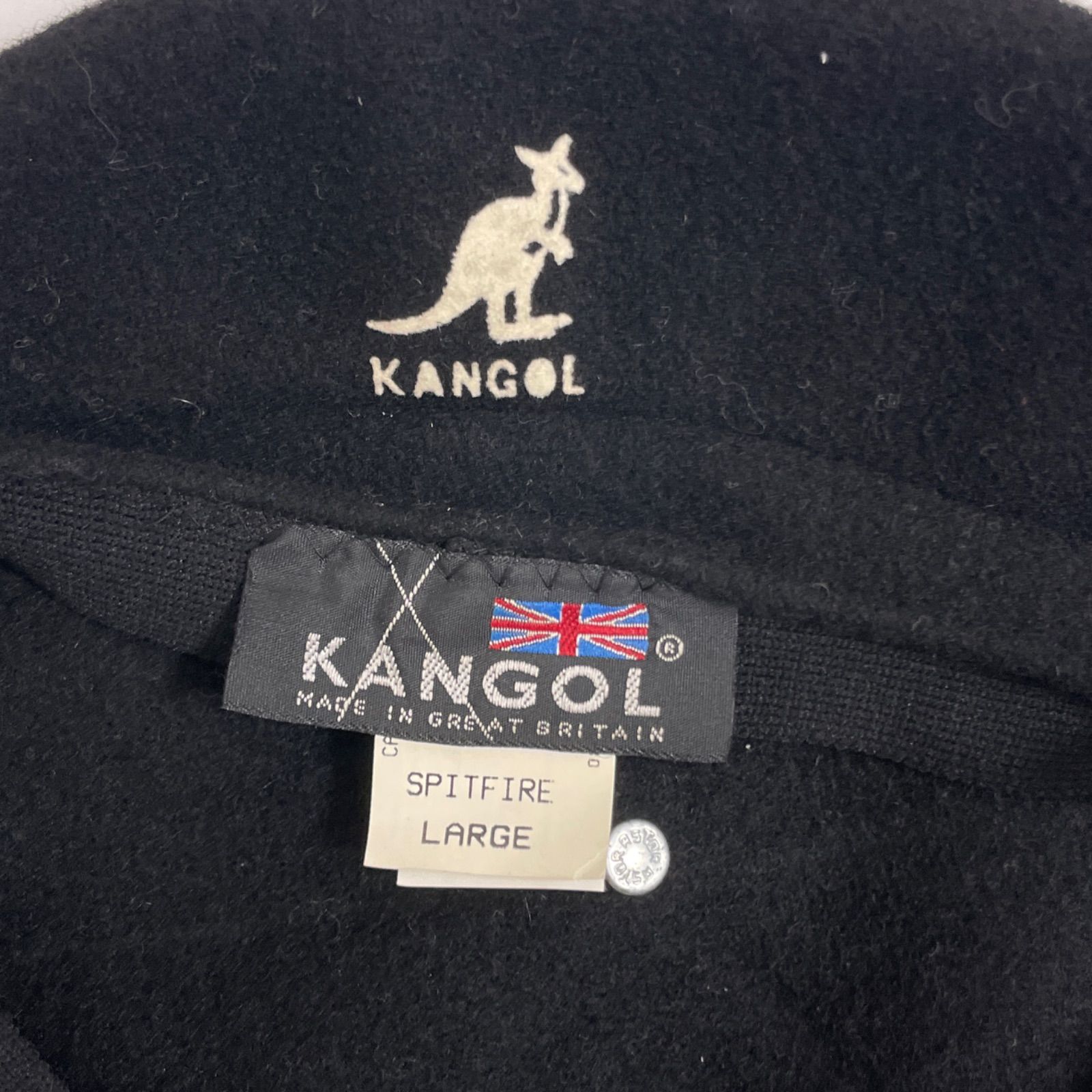 【213944】KANGOL カンゴール  ハンチング　ヴァージンウール100％　イギリス製　L ブラック