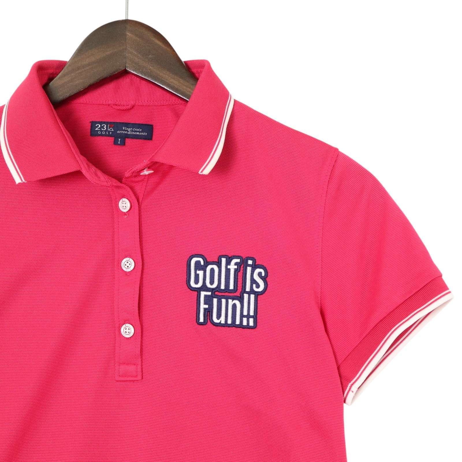 【美品完売品】23区GOLF 半袖ポロシャツ ストライプ　ゴルフ　レディース　S 美品完売品】23区GOLF 半袖ポロシャツ ストライプ ゴルフ