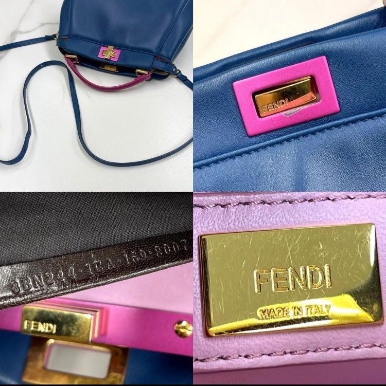 フェンディ ピーカブー ミニ 青 レザー 2way ハンドバッグ DECORATOM_COM_BR