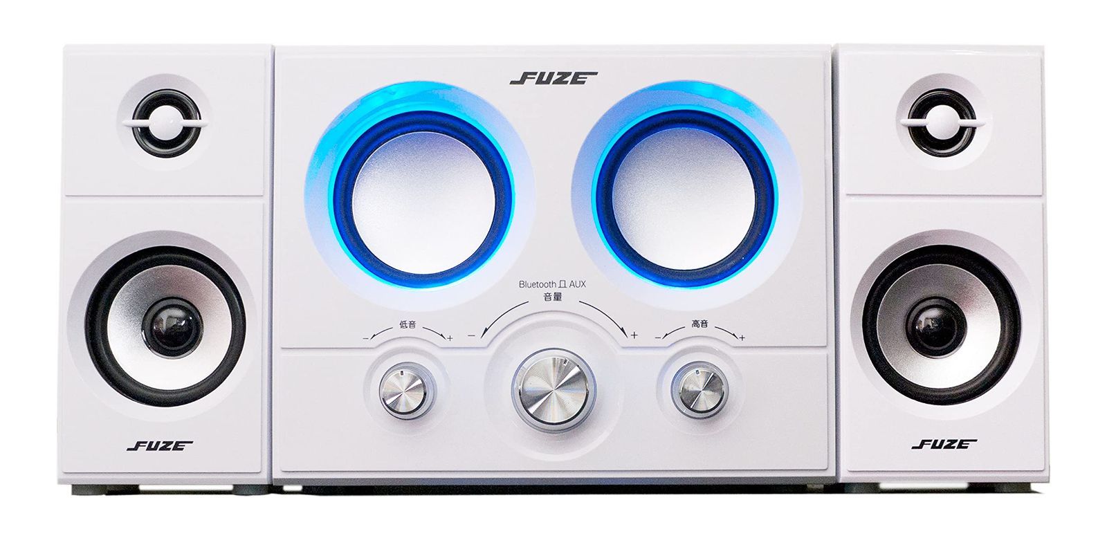 新着商品FUZE 2.1ch アンプ内蔵 Bluetooth スピーカー DAS219BT ホワイト Bluetooth AUX ダブルウーファー 重低音 ホームシアター