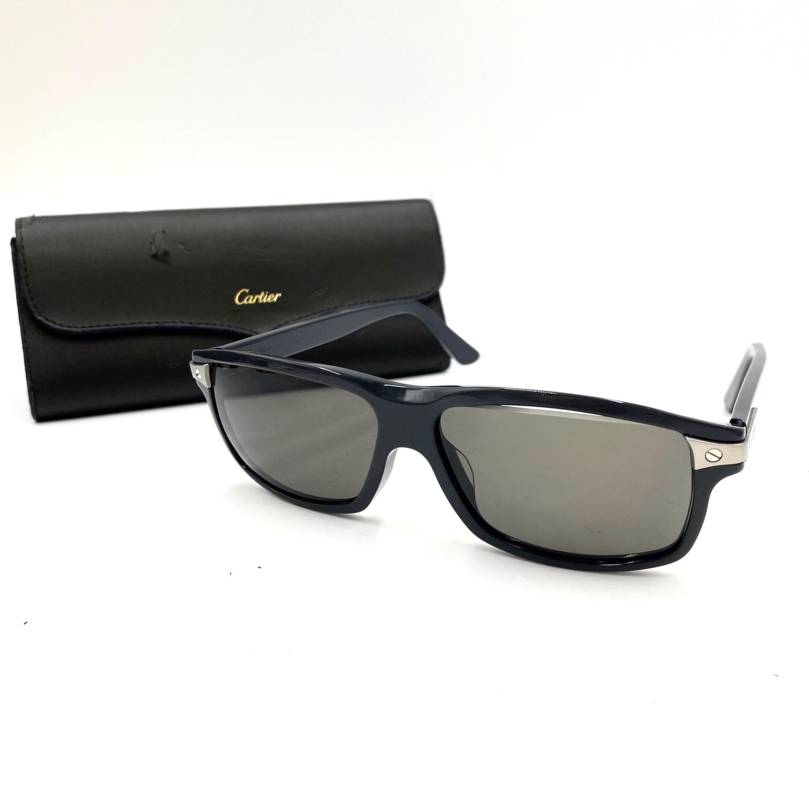 【美品】Cartier カルティエ サングラス 2C ブラック×ブラックグラデ CARTIER/カルティエ】 2C サングラス 黒 レディース【中古