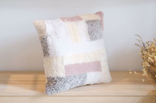 STAMP AND DIARY × Owen Barry | SQUARE PATCH CUSHION 45x45cm natural | クッション オーウェンバリー