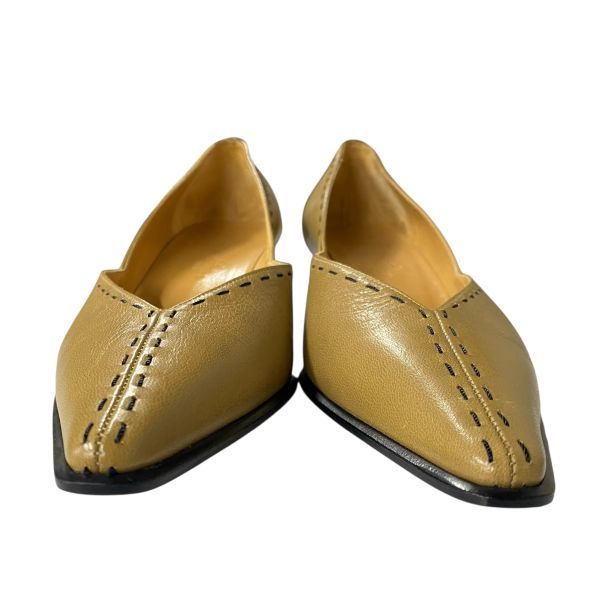 エルメス HERMES パンプス ステッチデザイン ハイヒール ポインテッドトゥ ベージュ レザー 37 23.5cm レディース 5E019