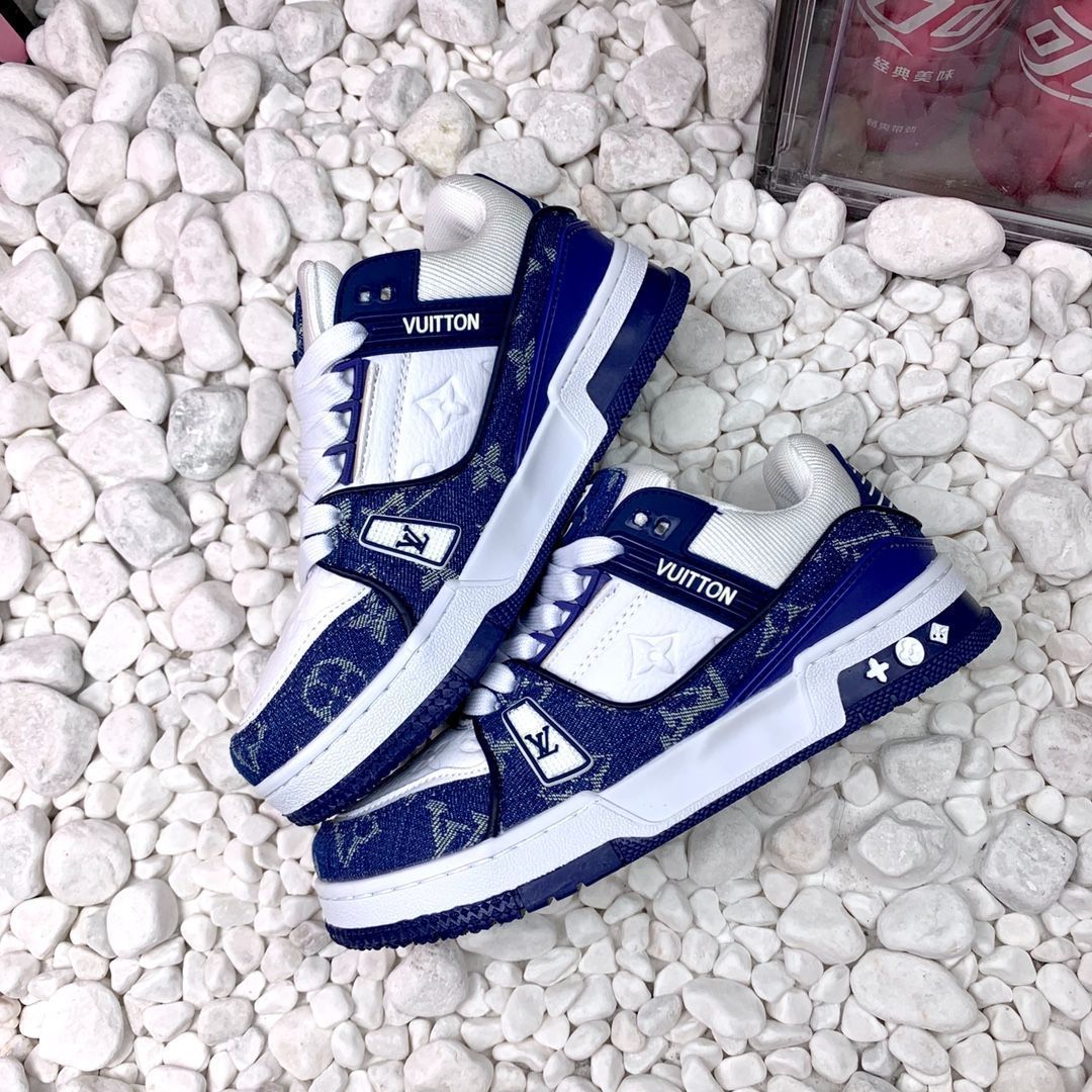 デニムレザーカジュアルロートップファッションスニーカー