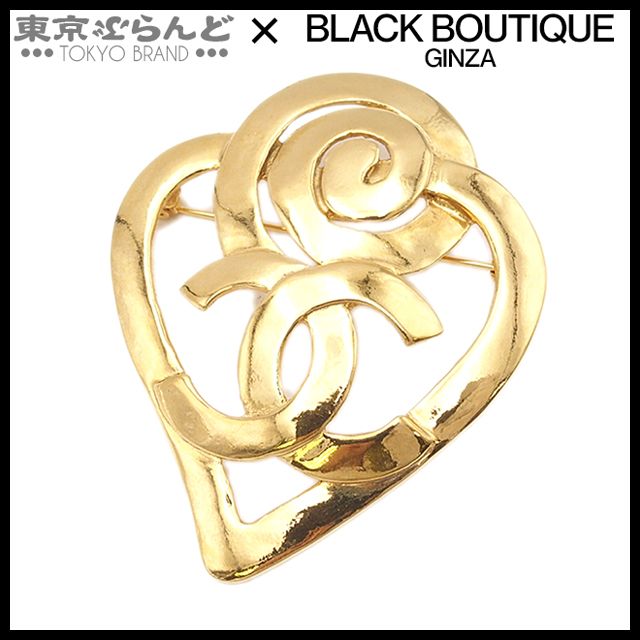 シャネル ブローチ 95P ゴールド ダブルハート ココマーク ヴィンテージ CHANEL ブローチ 95P ダブルハート ココマーク GP ヴィンテージ
