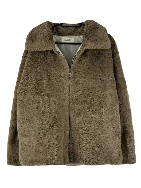 ヤフージャケットXL 茶　リアルムートン　リアルファー natural couture ブルゾン アウター フェイクファームートンブルゾン