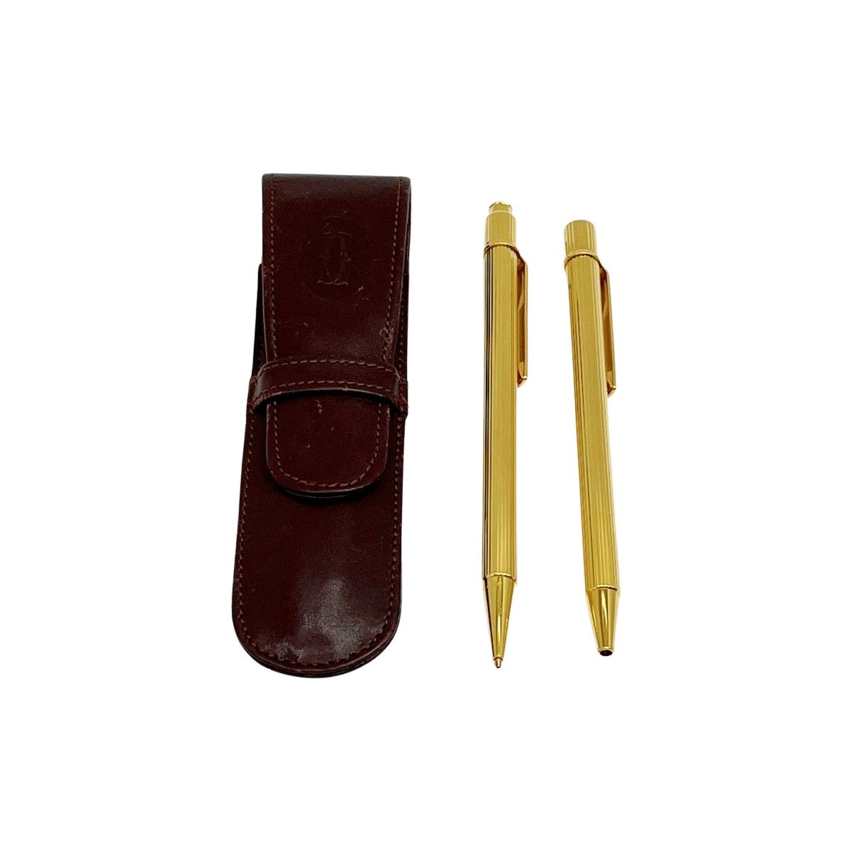 ◆◆ Cartier カルティエ ボールペン シャープペンセット ケース付 筆記用具 ゴールド