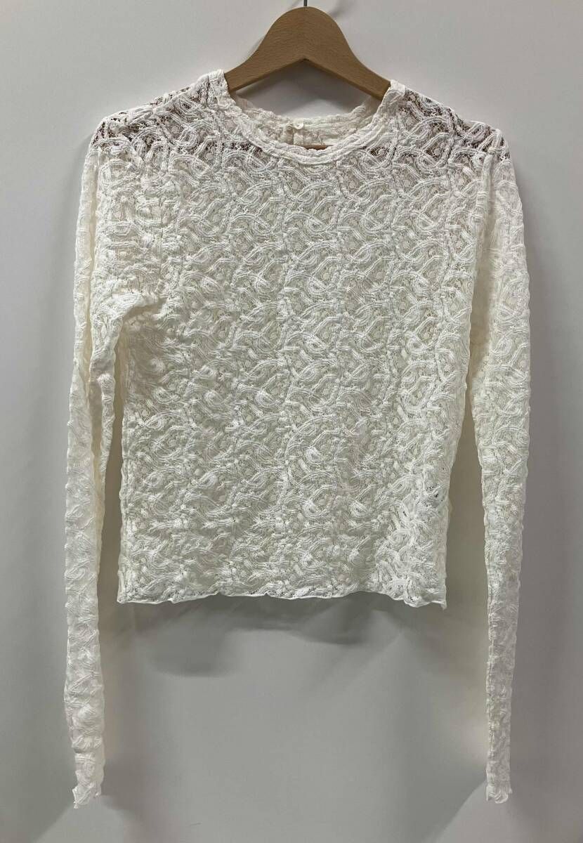 IENA イエナ 24AW ペイズリーストレッチレースプルオー 長袖シャツ ブラウス 24-070-900-2001-3-0 サイズ表記なし オフホワイト